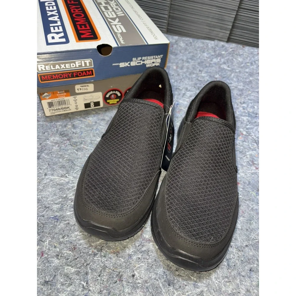 Skechers Work Men's Size 8 Flex Advantage‎ Slip Resistant Black Fast Shipping!
